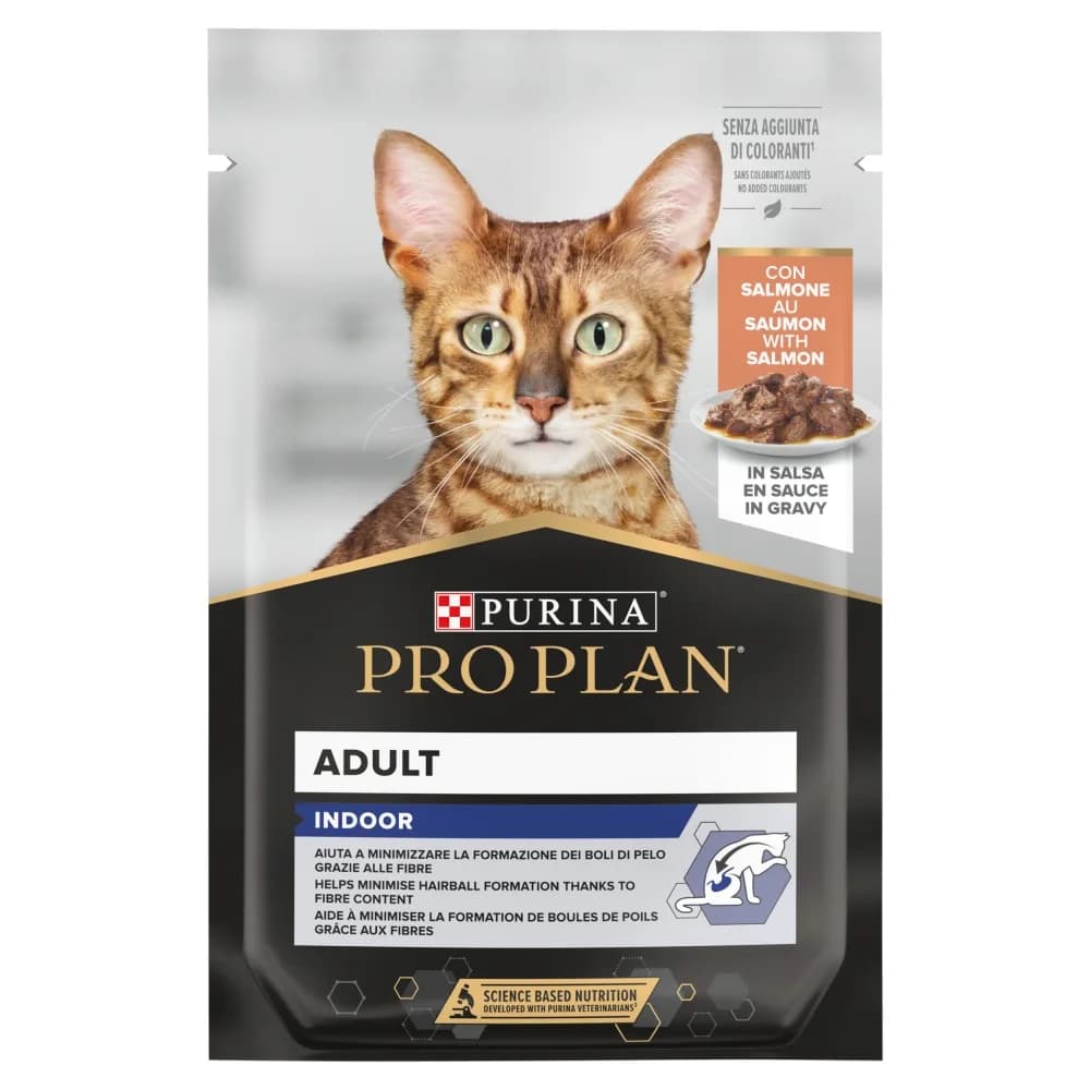 PRO PLAN Purina Adult Indoor karma mokra z łososiem w sosie dla dorosłych kotów niewychodzących 85 g
