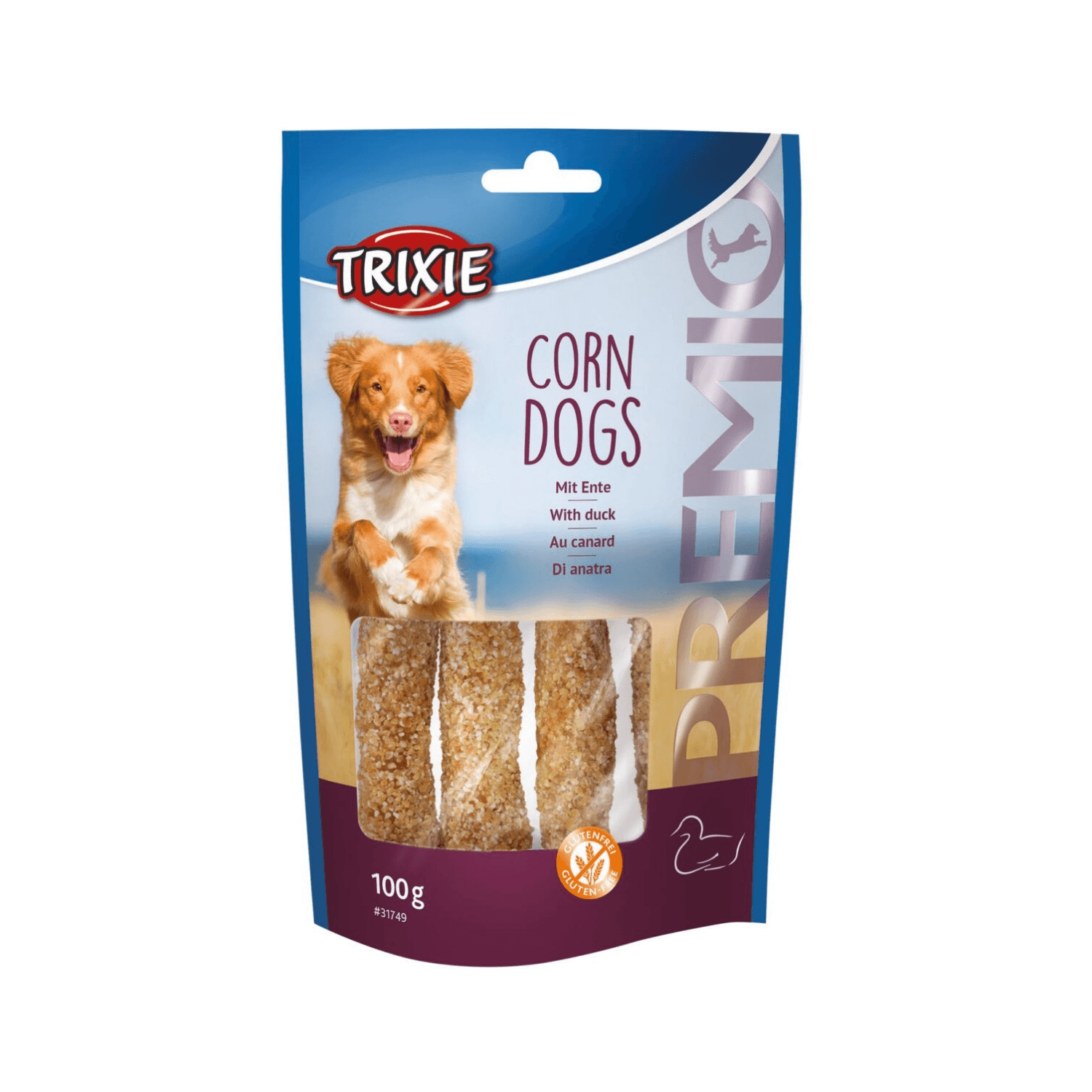 Trixie Premio Corn Dogs Przysmak dla psa kaczka i skóra surowa 100 g
