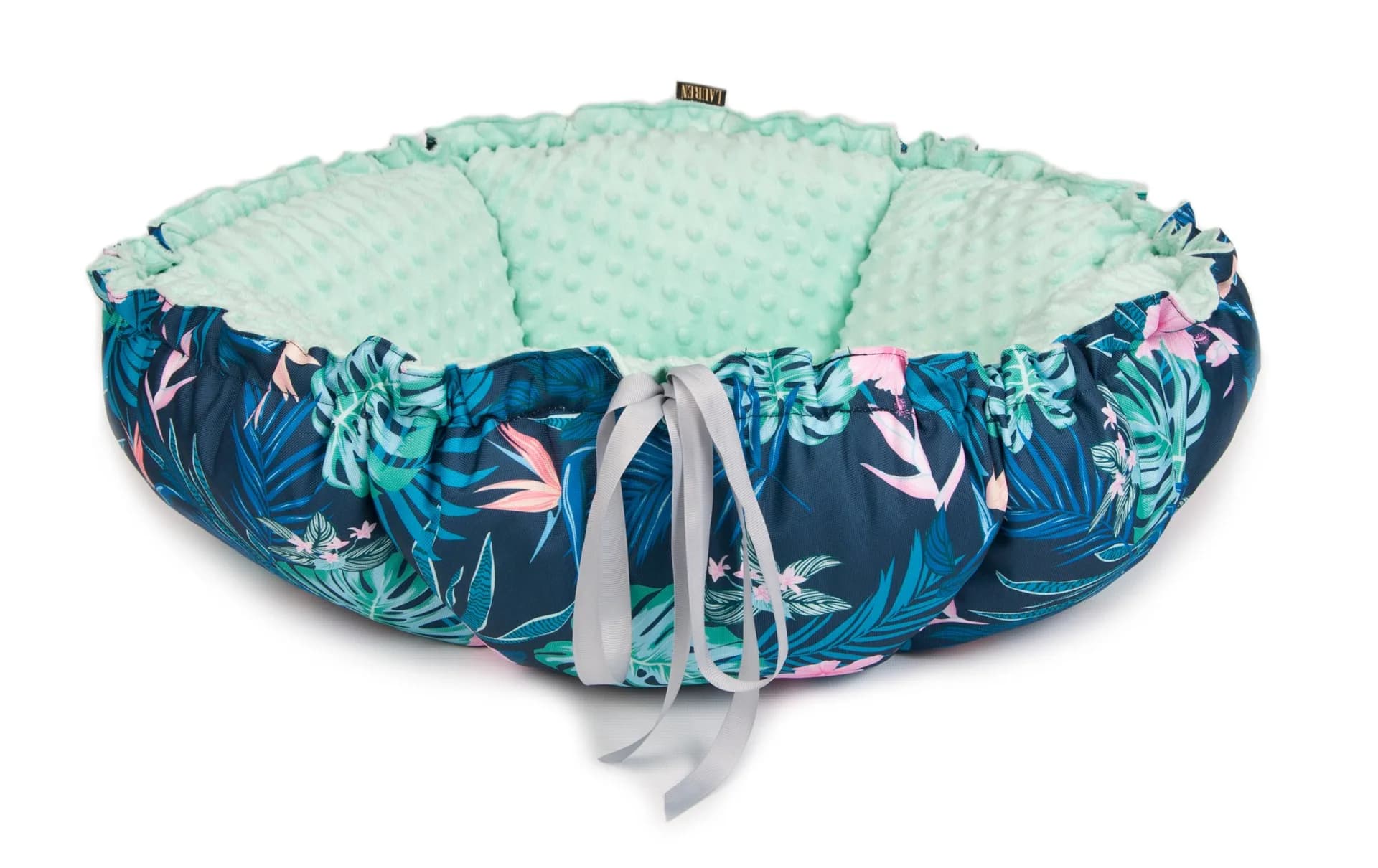 Lauren Design Legowisko pikowane dla kota i psa Daisy Tropic tropic + róż minky/⌀ 80 cm
