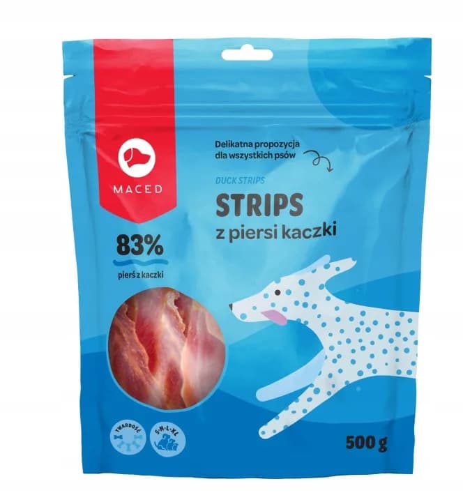 Maced przysmaki przysmak dla dorosłych psów Filet z Piersi Kaczki Paski z Piersi Kaczej 500 g