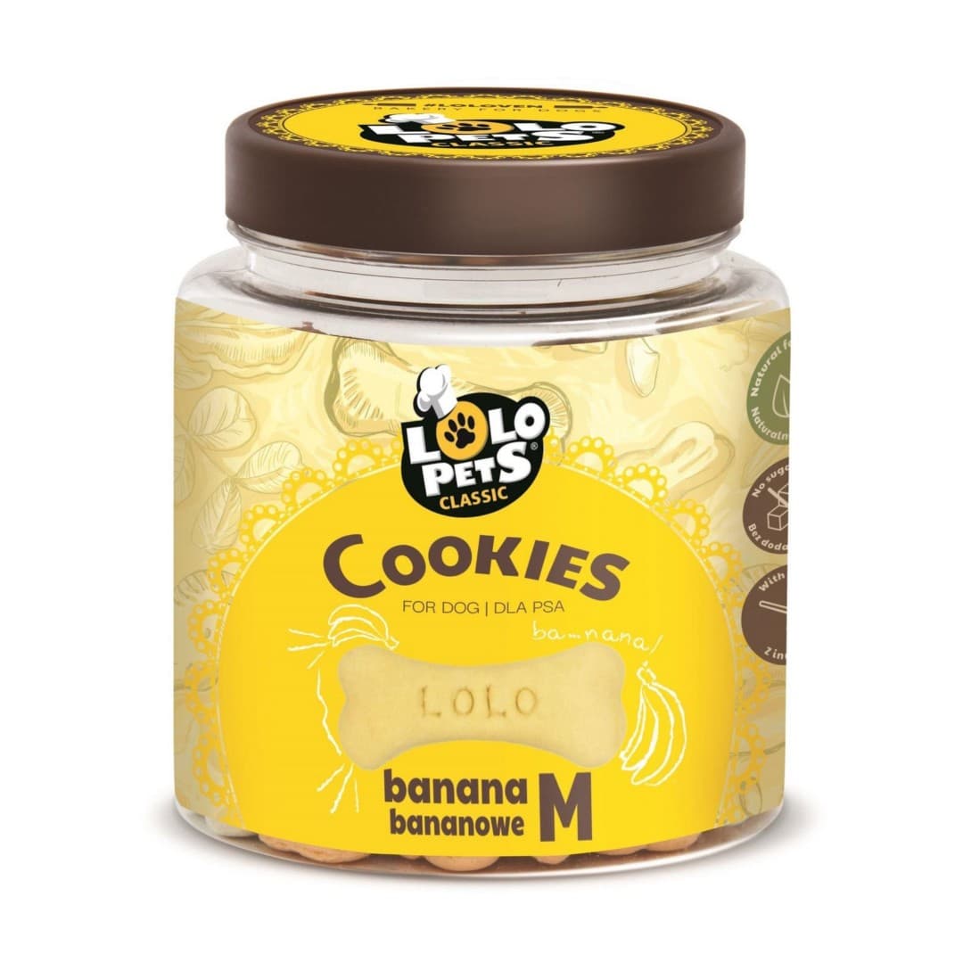 Lolo Pets Ciastka dla psa kości Bananowe M 210 g