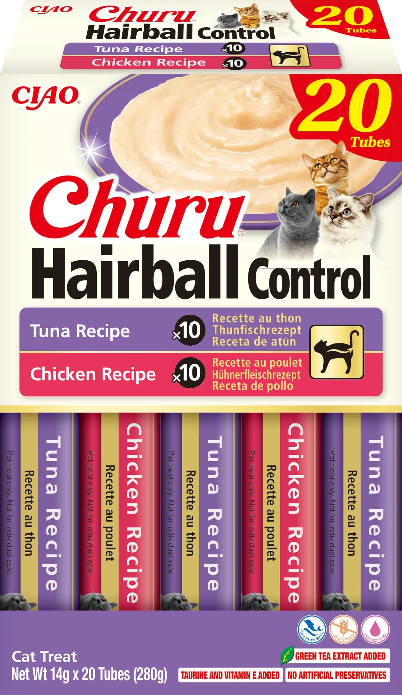 INABA Churu Hairball przysmak dla kota Tuńczyk i kurczak 20 × 14 g