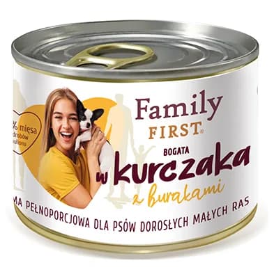 Family First Mokra karma bogata w kurczaka z burakami dla psów dorosłych