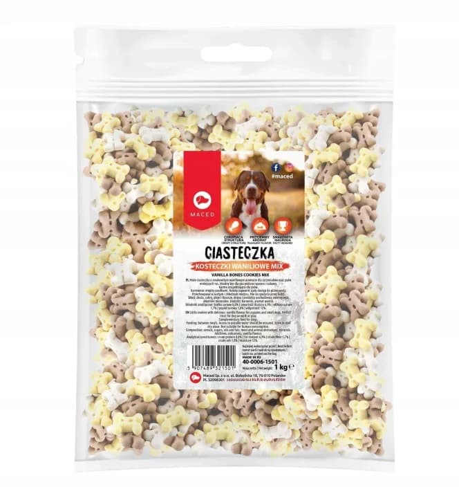 Maced przysmaki Ciastka dla psa Waniliowe Kosteczki smakołyki mix 1 kg