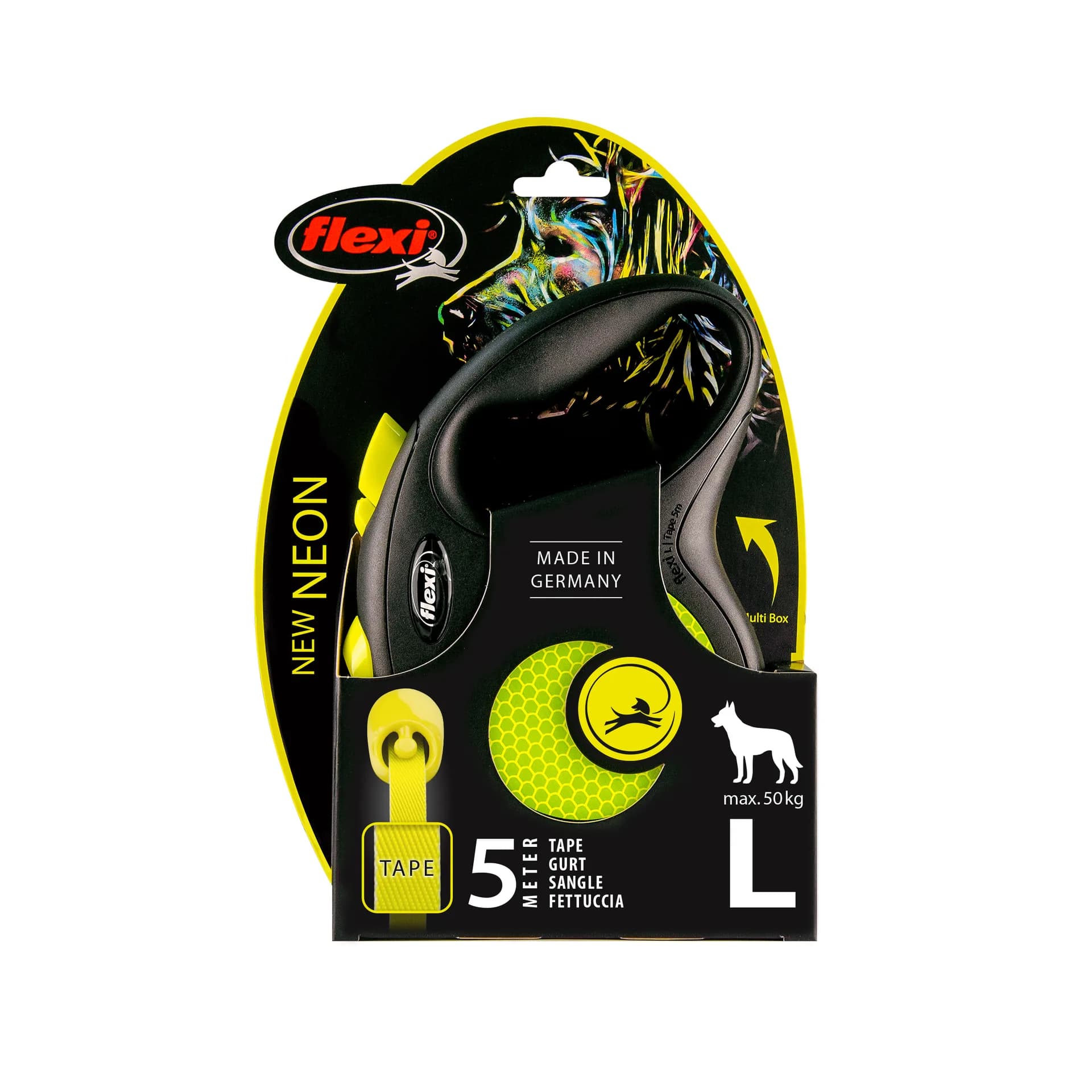 Flexi New Neon smycz automatyczna dla psa taśma – żółty, do 25 kg