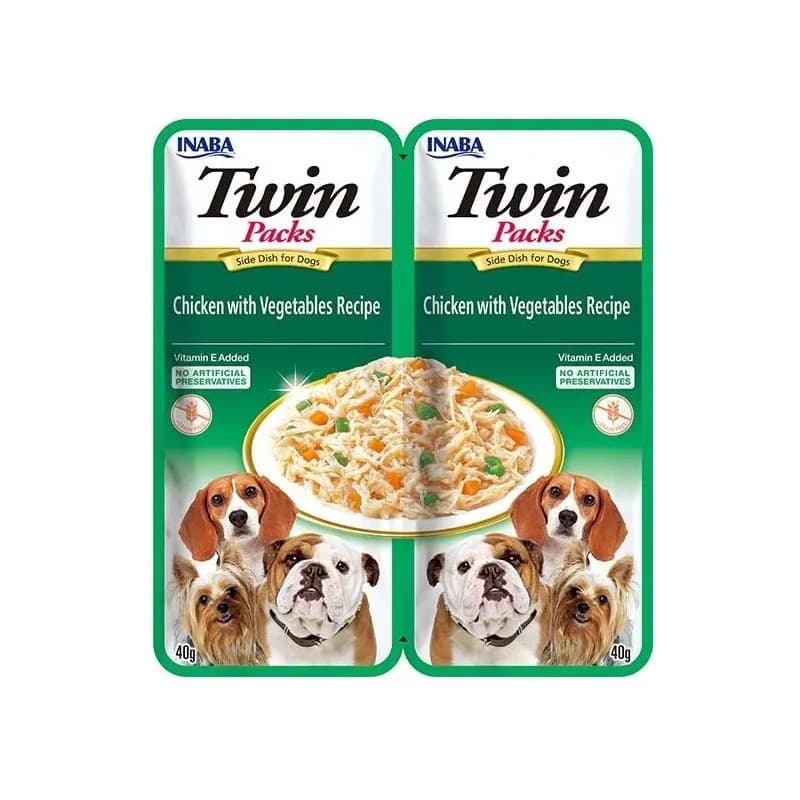 INABA Dog Twin Packs Chicken with Vegetables Recipe karma mokra z kurczakiem i warzywami dla psów 2 x 40 g