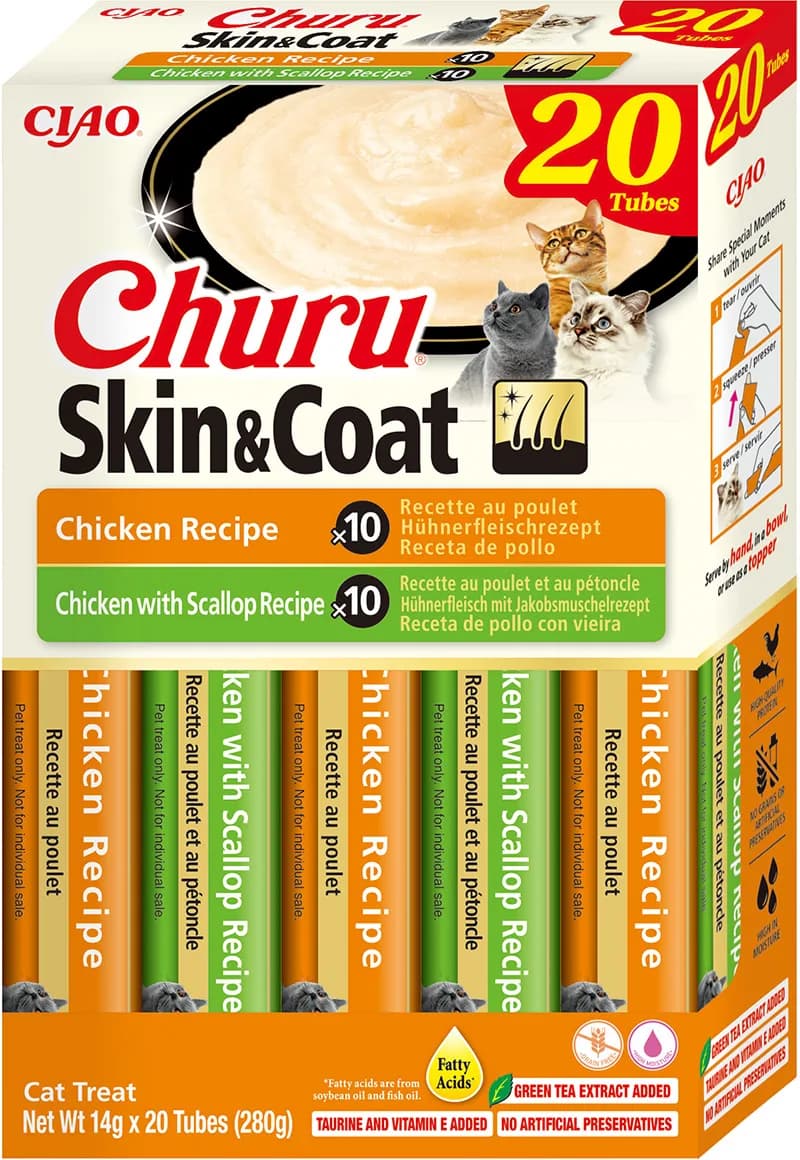 INABA Churu Skin&Coat dla Kota kurczak z przegrzebkami 20 × 14 g