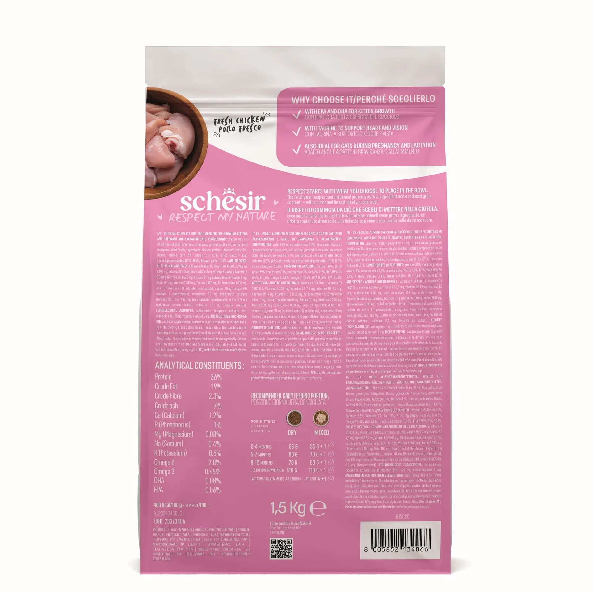 Schesir Animal Monoprotein Formula Kitten karma sucha dla kociąt kurczak – 15 kg