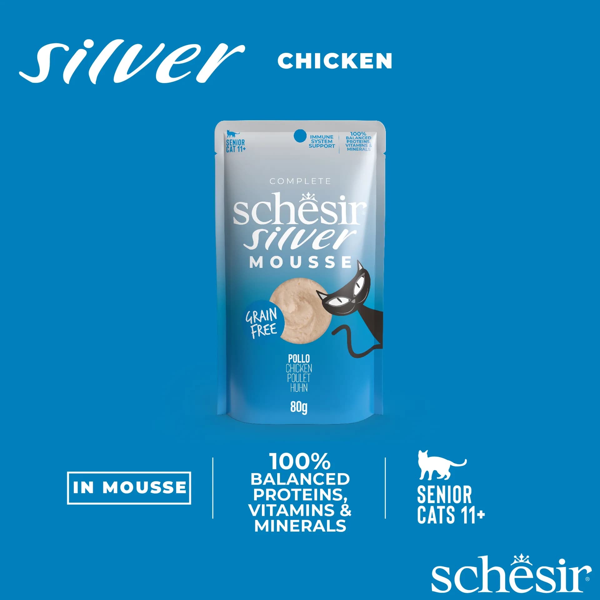 Schesir Silver Mousse karma mokra dla kota mus kurczak z dynią saszetka 80 g
