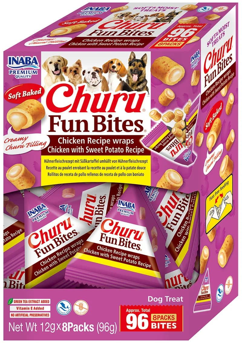 INABA Dog Churu Fun Bites przysmak dla psów Kurczak i ziemniak miękkie kąski 8 x 12 g 96 g