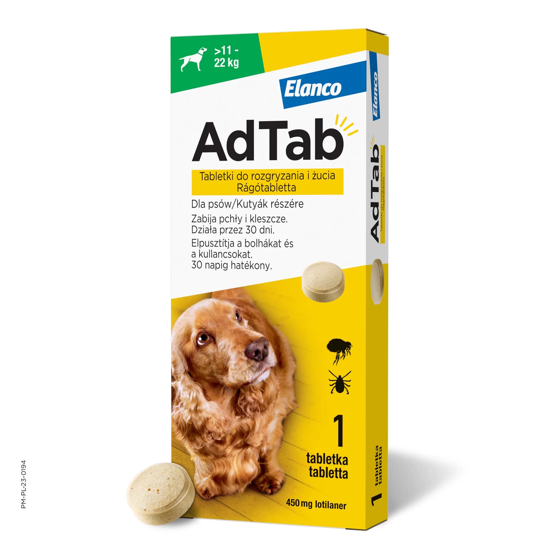 Elanco AdTab tabletki do rozgryzania i żucia dla psów 450 mg dla psów