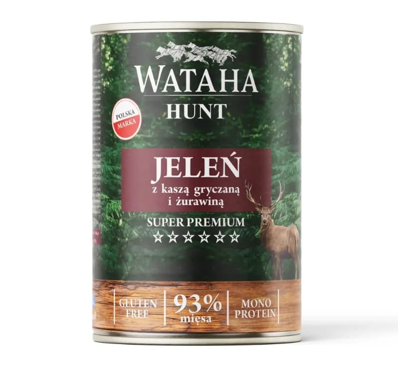 Wataha Hunt Mono Protein 93% Jeleń Kasza Gryczana Zurawina 400 g