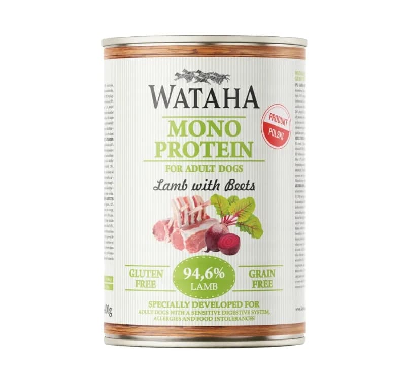 Wataha Mono Protein Adult Dog 94,6% Jagnięcina z Burakami karma mokra z jagnięciną i burakami dla dorosłych psów 400 g