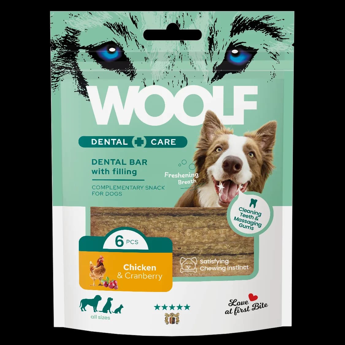 Woolf Dental Care Dentystyczny przysmak dla psa Kurczak i żurawina 108 g