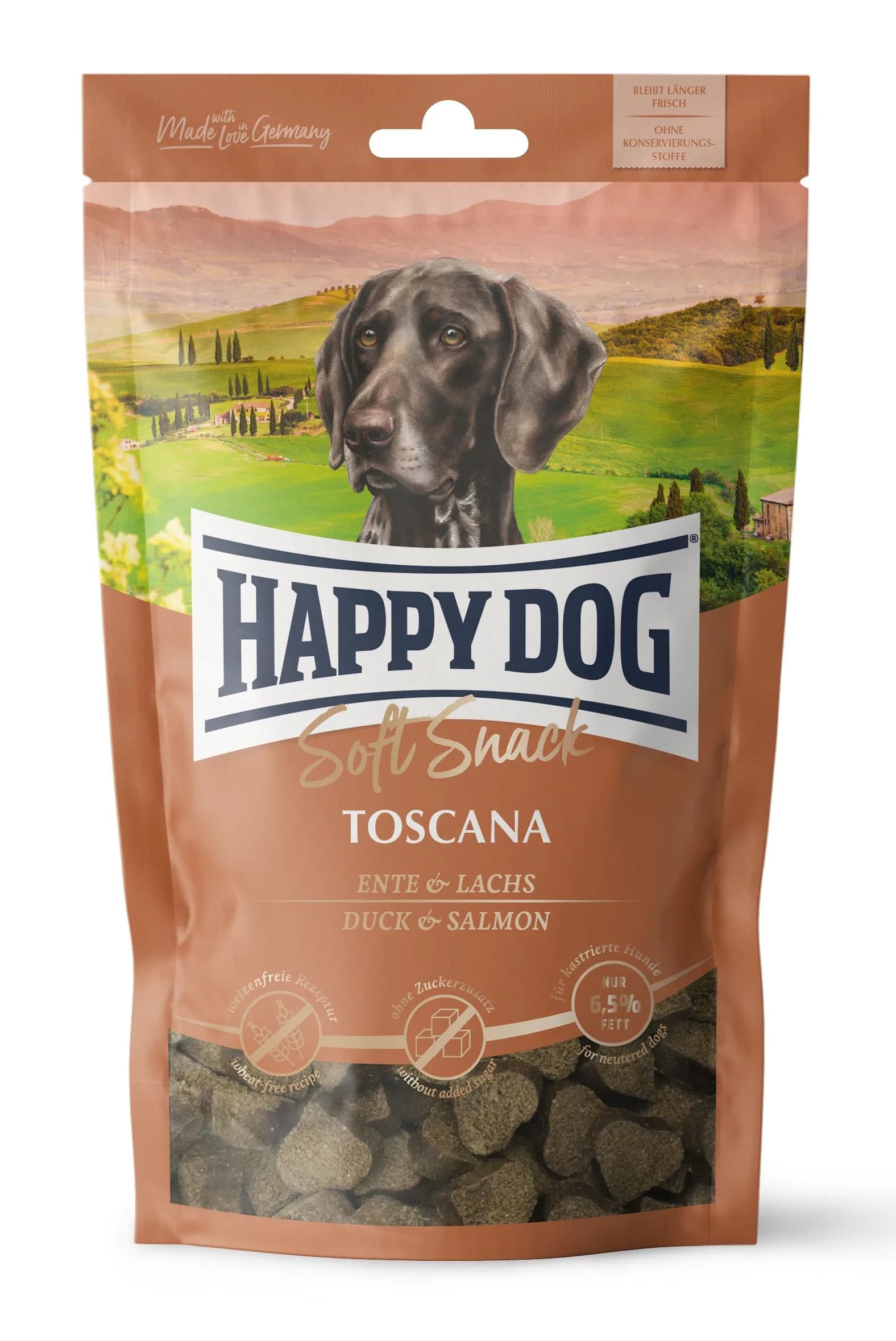Happy Dog Soft Snack Toscana przysmak dla dorosłych psów kaczka i łosoś 100 g