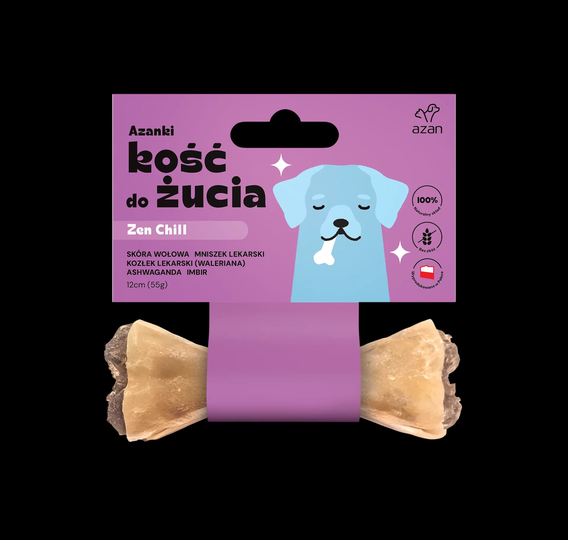 Azanki Kość Zen Chill dla odprężenia z ziołami mniszkiem i walerianą 12 cm