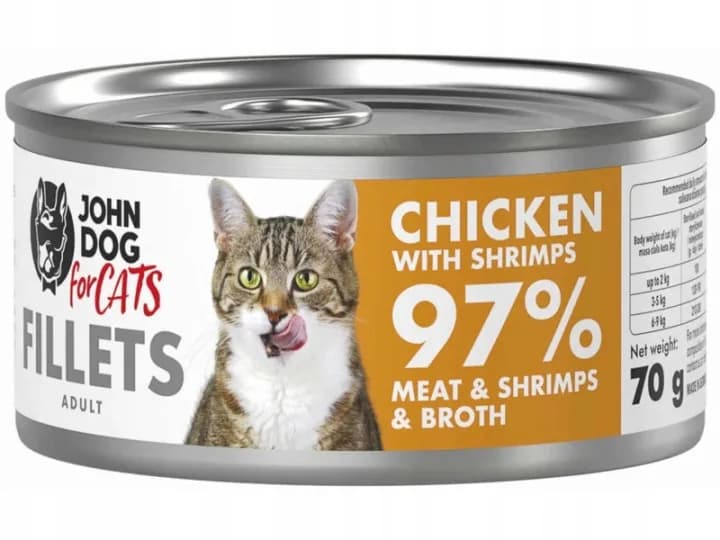 John Dog for Cats Karma dla kota Kurczak z krewetkami filety 70 g