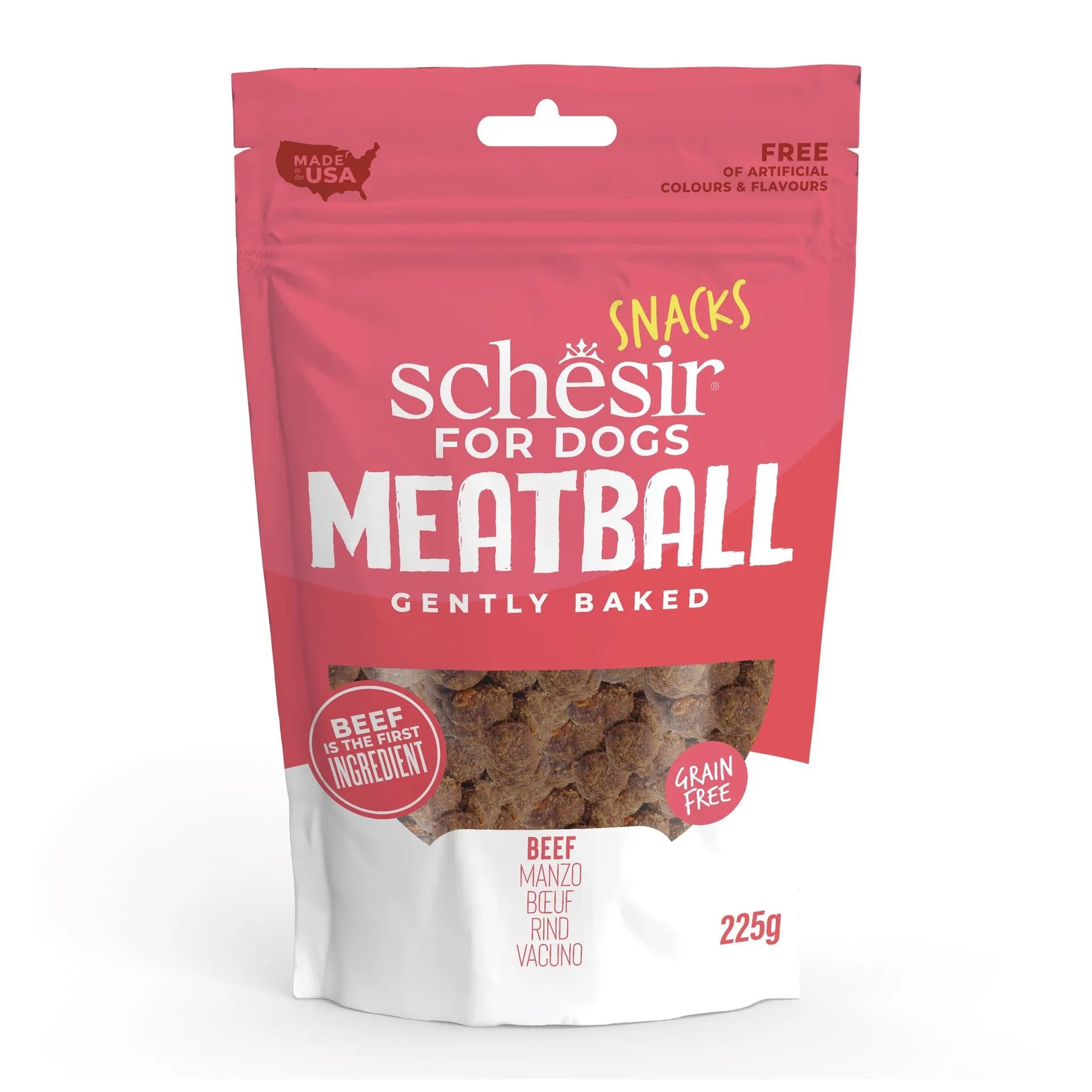Schesir Przysmak dla psa mięsne kulki wołowe 225 g