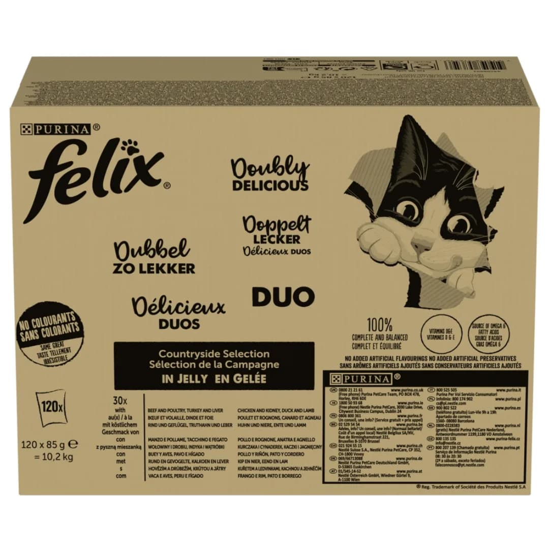 Felix Countryside Selection Karma dla dorosłych kotów w galaretce 10,2 kg 120 × 85 g