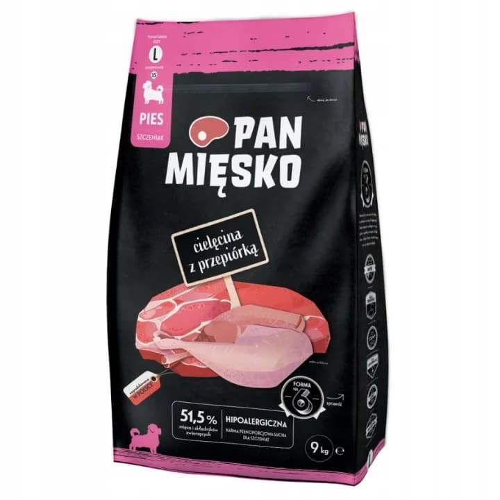 Pan Mięsko Sucha karma dla szczeniąt cielęcina z przepiórką L