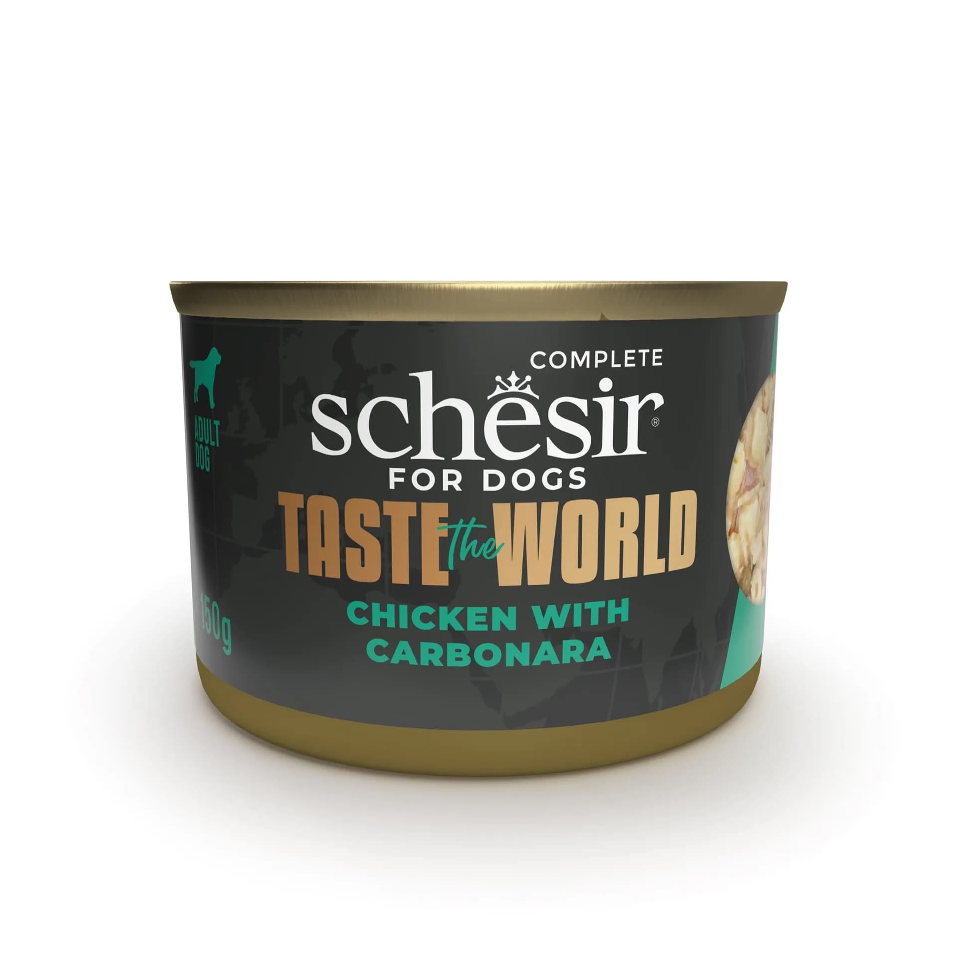 Schesir Taste the world karma mokra dla psa kurczak z carbonarą 150 g