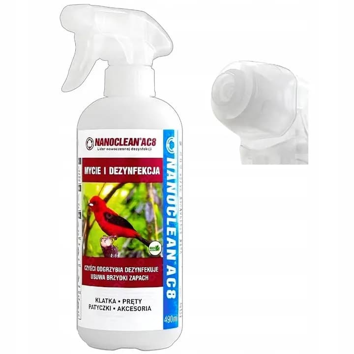 NanoClean Płyn bezzapachowy w spryskiwaczu dla ptaków AC8 Home 490 ml