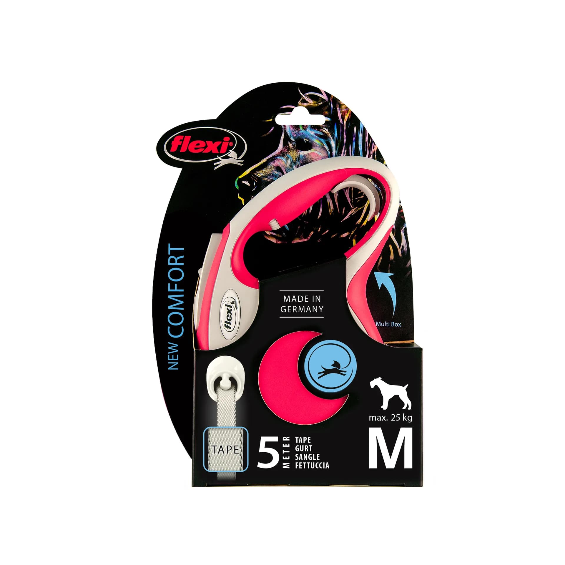Flexi New Comfort smycz automatyczna dla psa taśma – M 5m/25kg