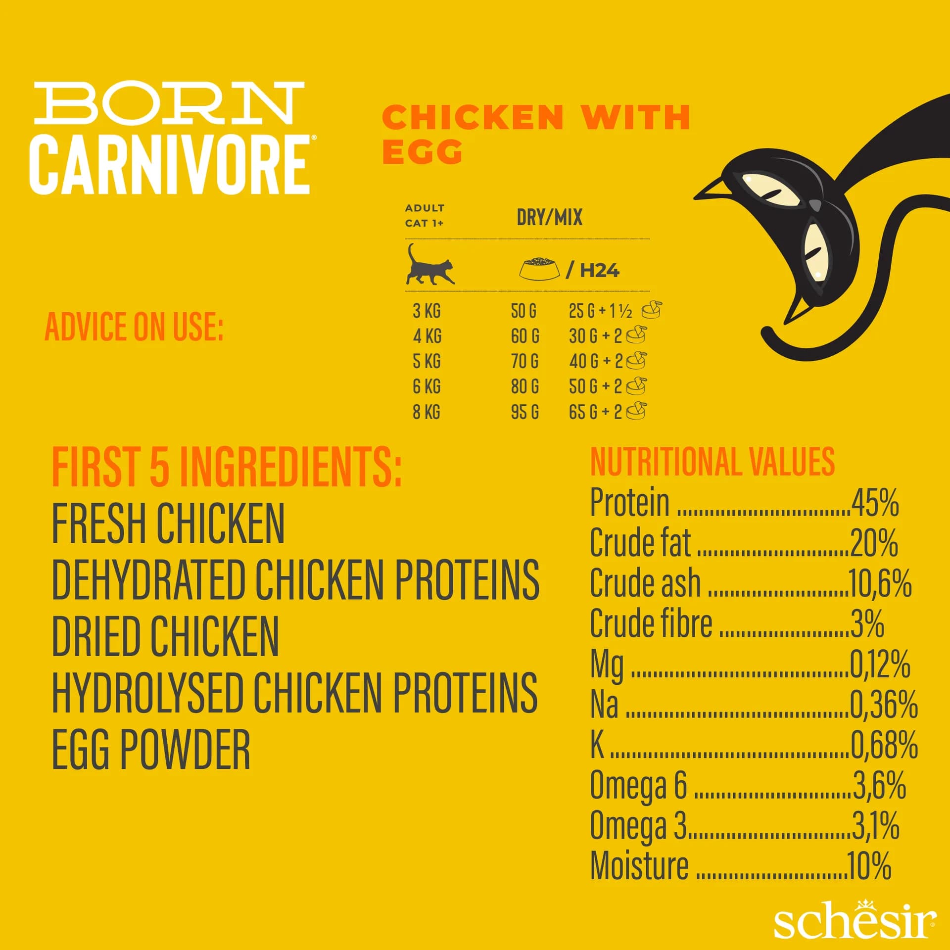 Schesir Carnivore karma sucha dla kótów dorosłych kurczak z jajkiem – 1,25 kg
