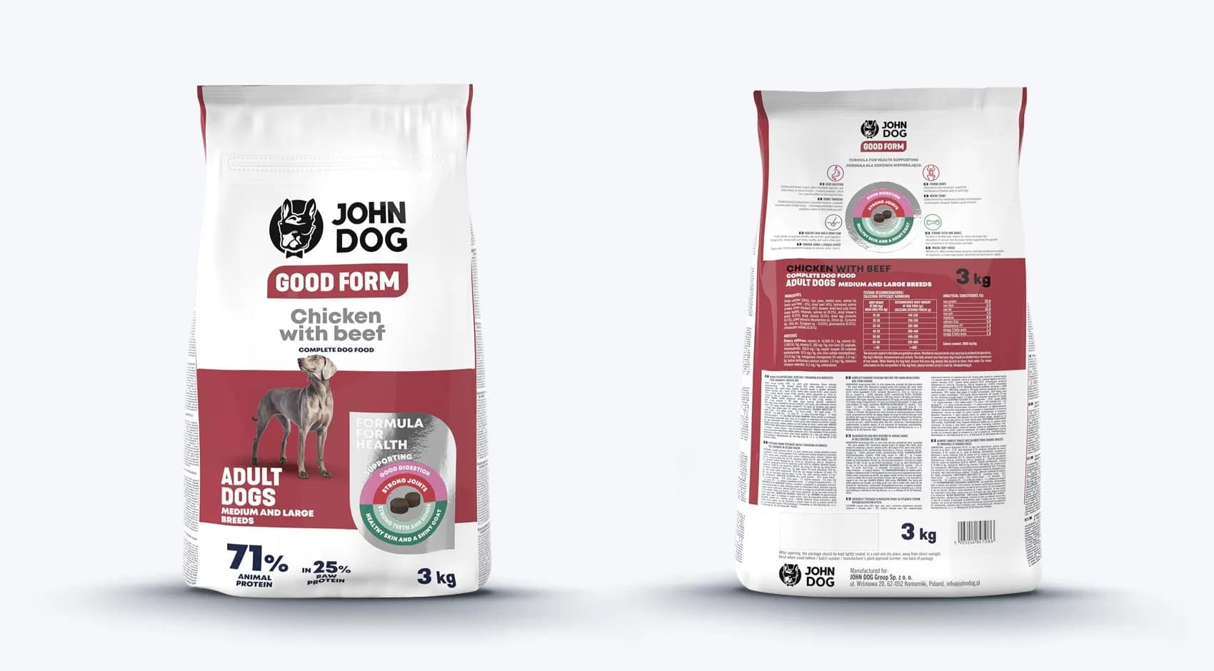 John Dog Good Form średnie i duże rasy kurczak z wołowiną – 120 g