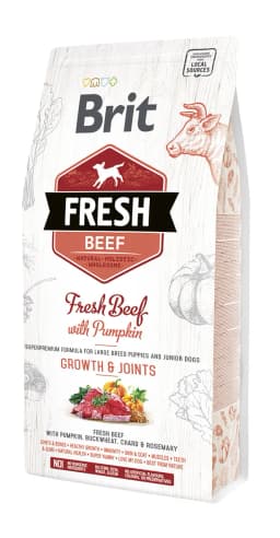 Brit Fresh Beef with Pumpkin Puppy Large - karma sucha z wołowiną i dynią dla szczeniąt dużych ras