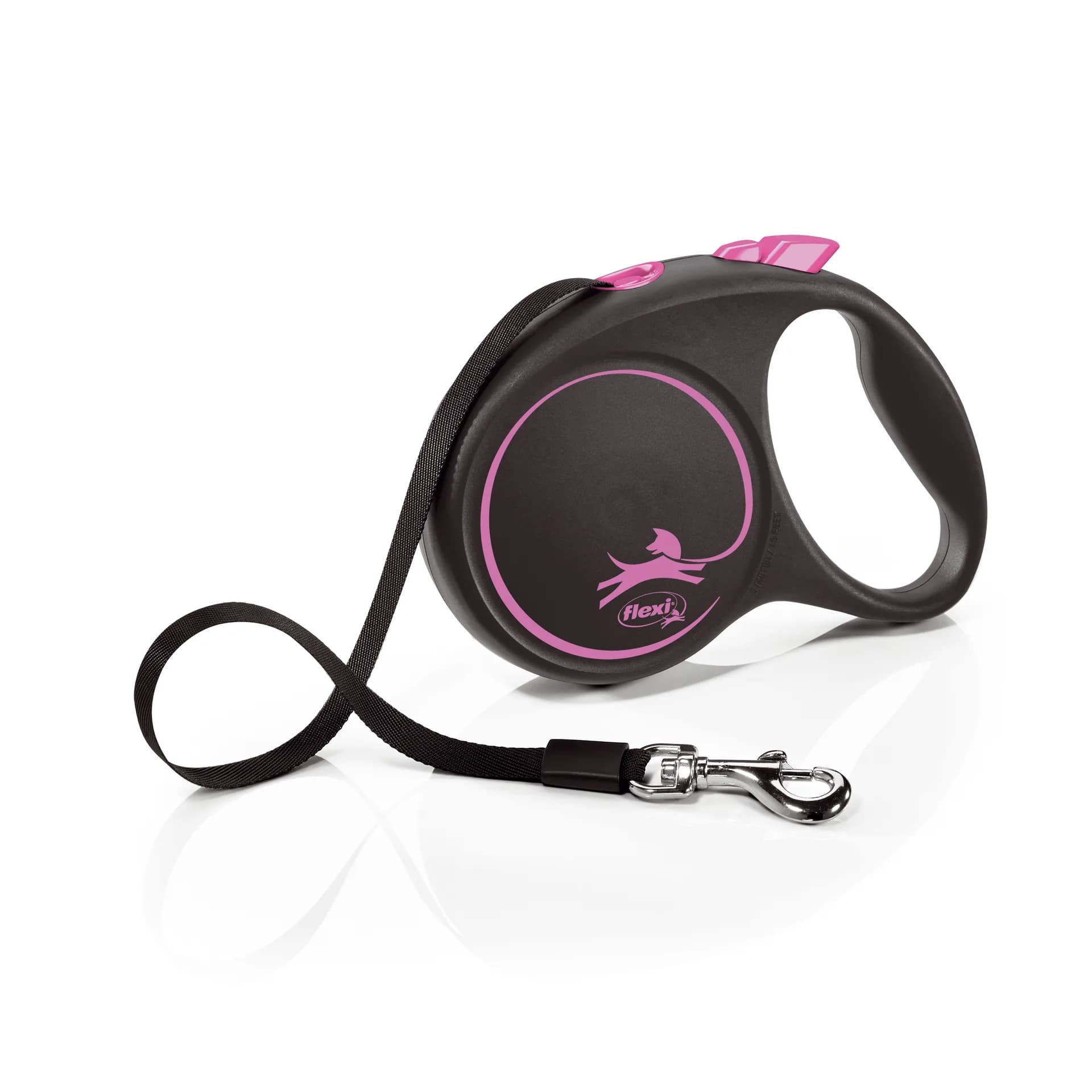 Flexi Black Design smycz automatyczna dla psa taśma – różowy, S