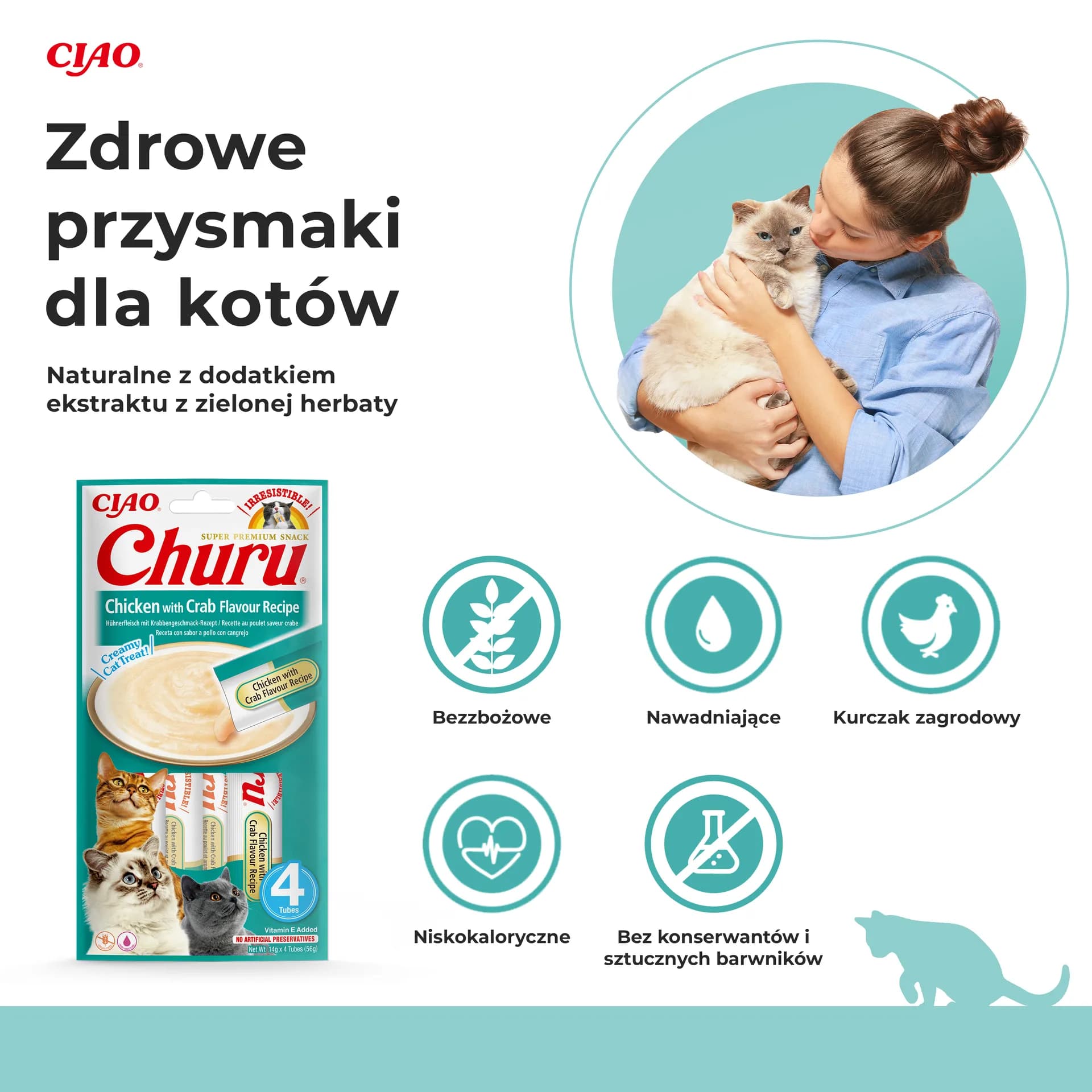 INABA Cat Churu przysmak dla kotów Chicken With Crab 4 × 14 g 56 g