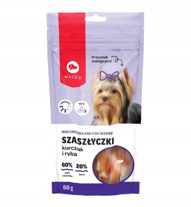 Maced Przysmaki dla psów Szaszłyczki z Kurczaka i Ryby Smakołyki Smaczki 60 g