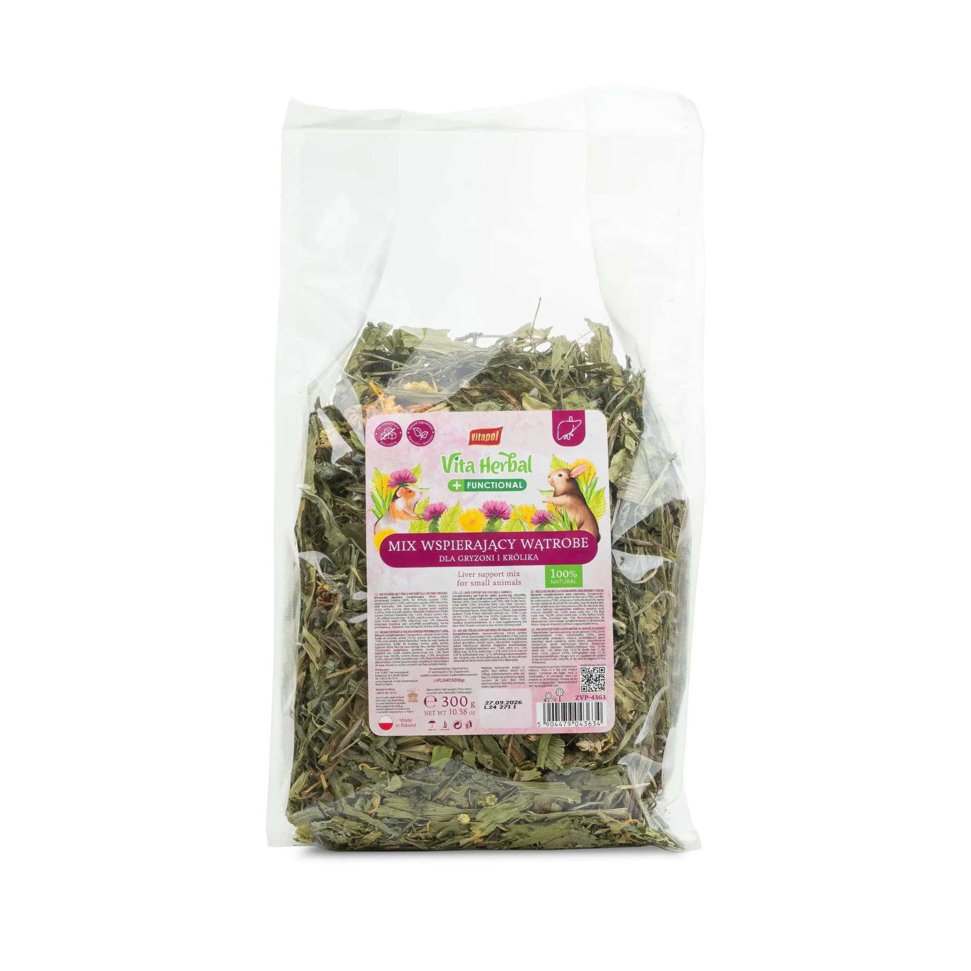 Vitapol Vita Herbal Functional mix wspierające pracę wątroby dla gryzoni i królika 300 g