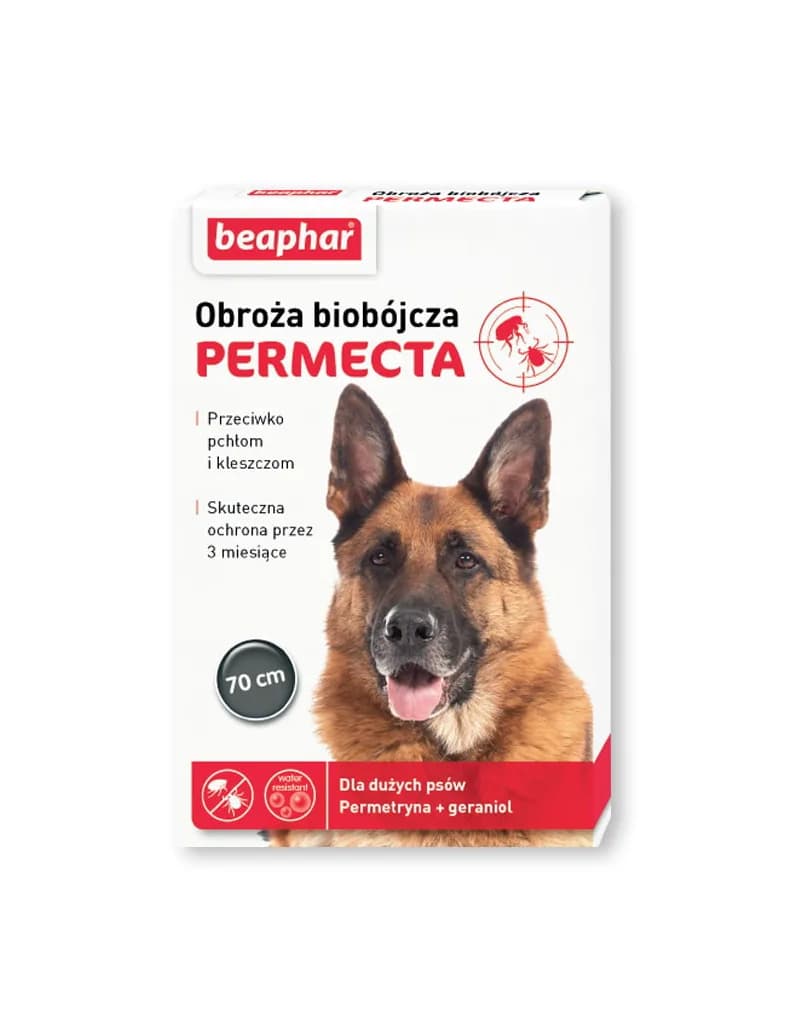 Beaphar Permecta obroża biobójcza dla dużych psów 70 cm