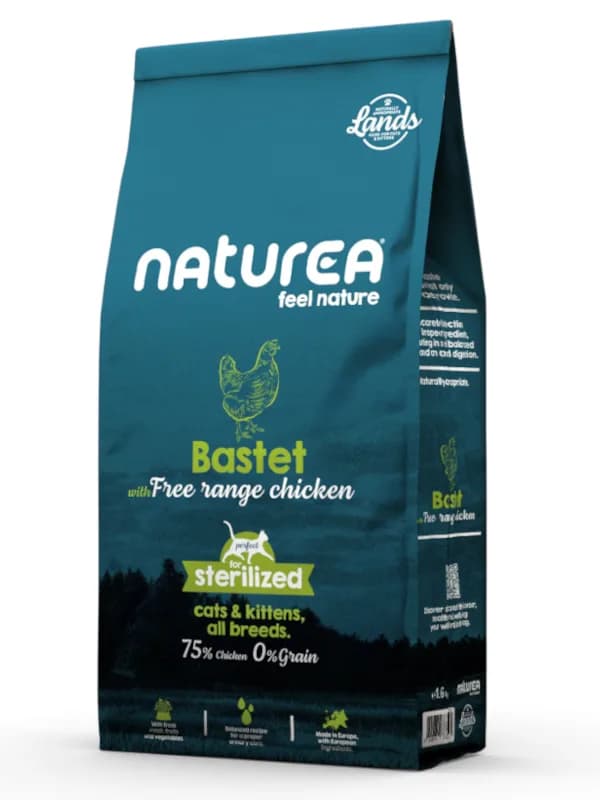 Naturea Lands Baste Cat & Kitten Chicken bezzbożowa sucha karma dla kociąt i kotów Sterylizowanych kurczak Naturals 1 6 kg