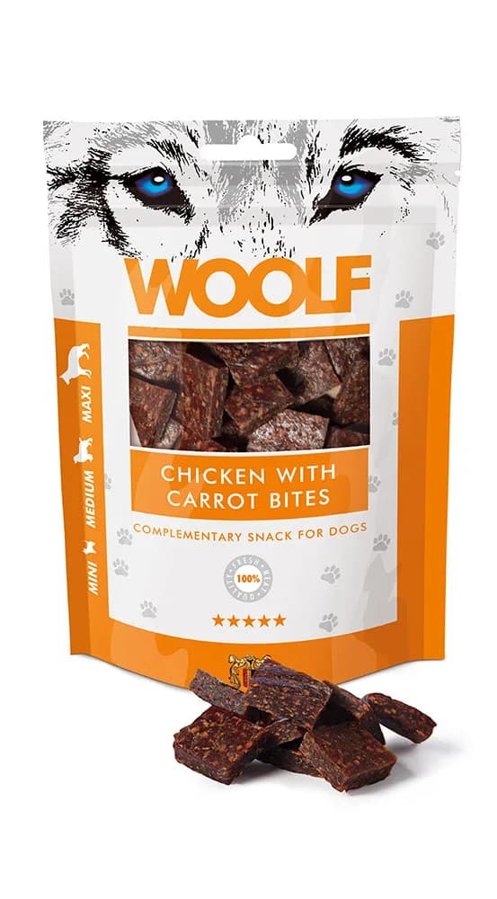 Woolf Chicken Carrot Bites przysmak dla psa kurczak i Marchewka 100 g