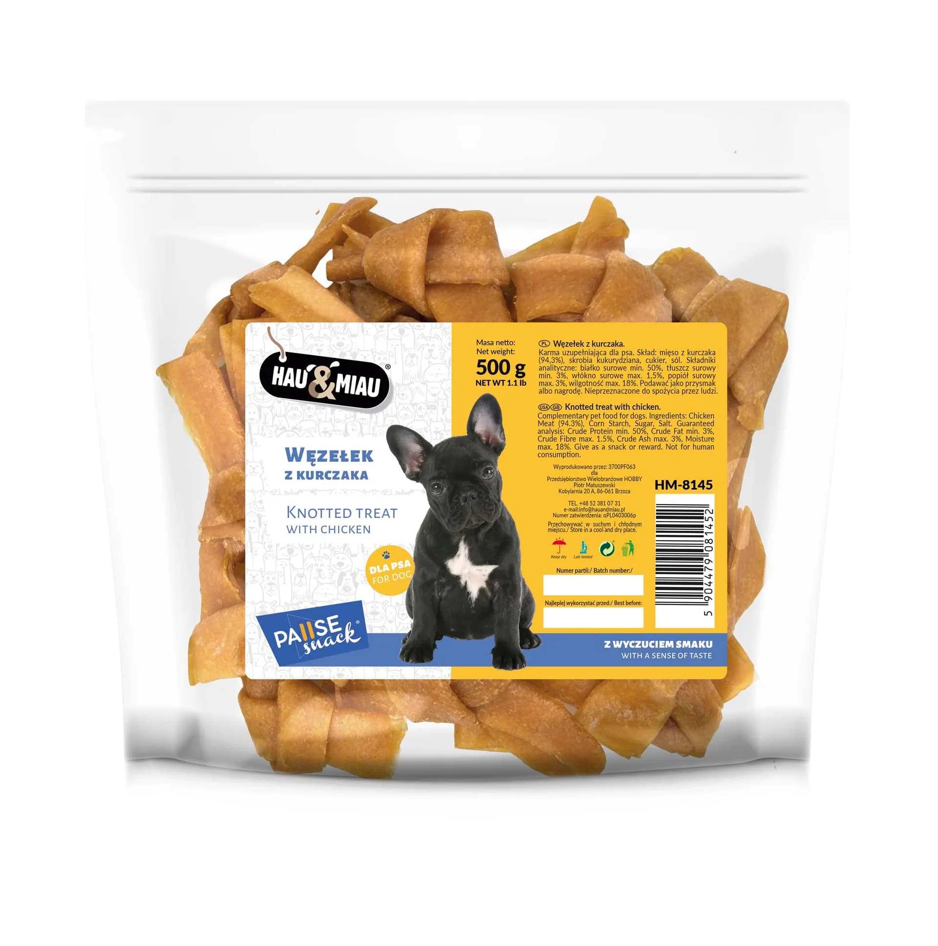 Hau&Miau Pausesnack przysmak dla psów węzełki z kurczaka 500 g