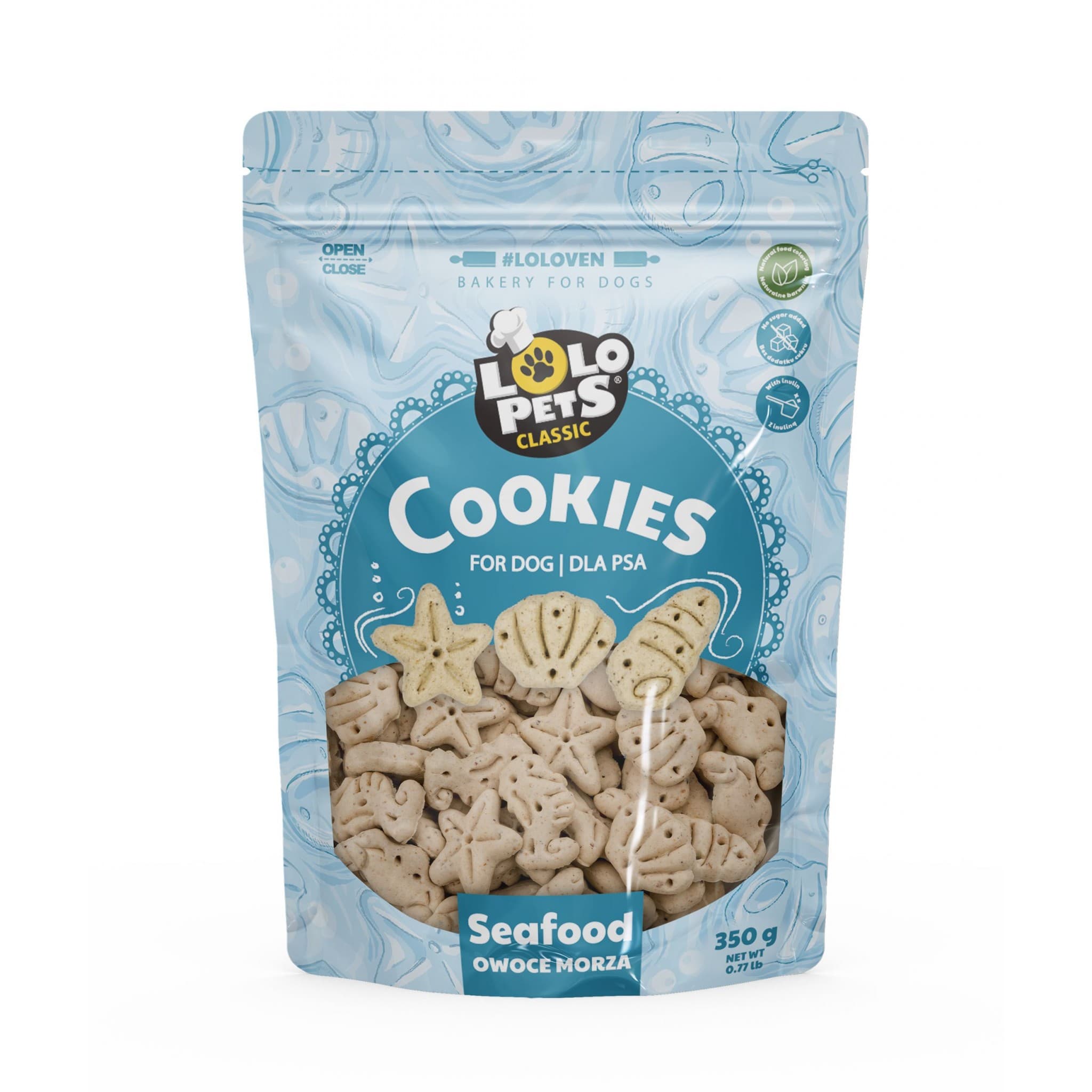 Lolo Pets Ciastka w Folii Doypack przysmak dla psów smaki Owoce Morza 350 g