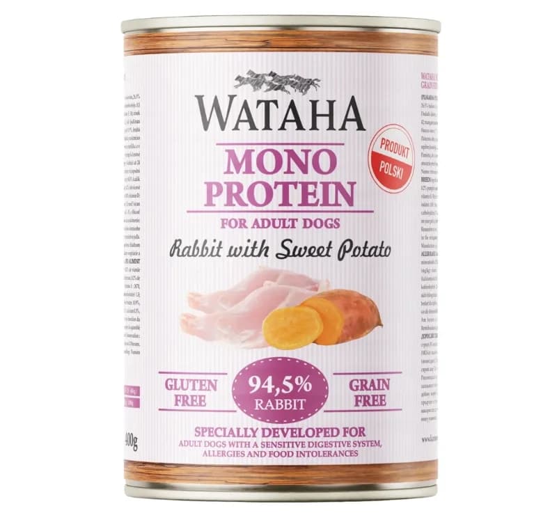 Wataha Mono Protein Adult Dog 94,5% Królik z Batatami karma mokra z królikiem i batatami dla dorosłych psów 400 g