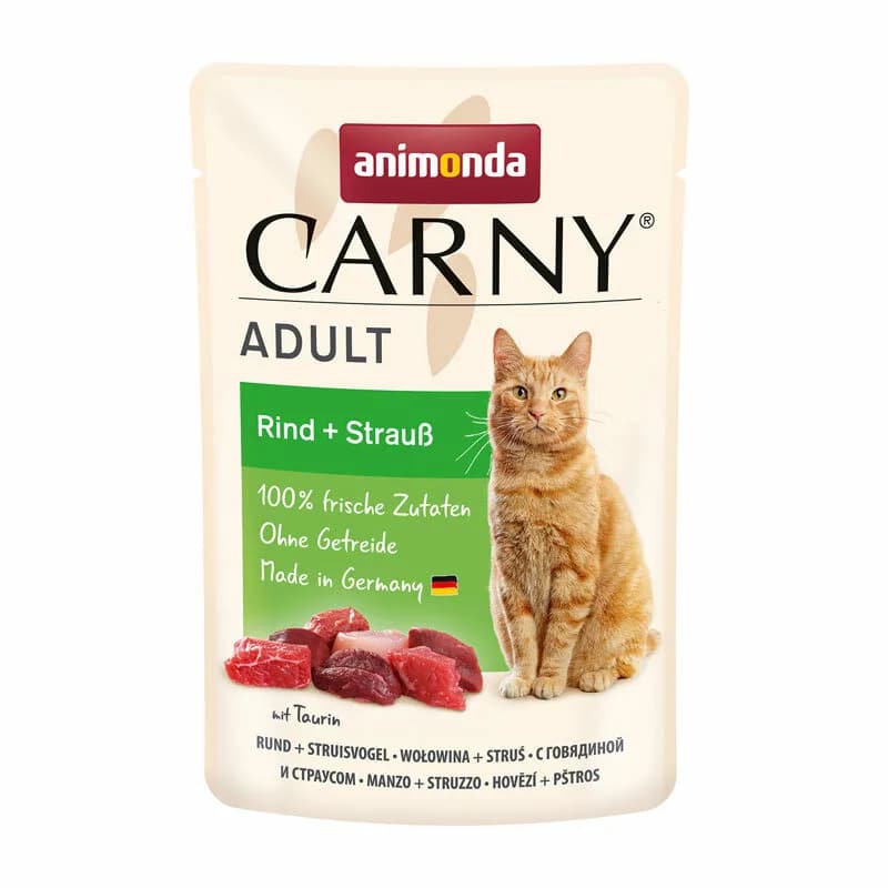 Animonda Carny karma mokra dla dorosłych kotów Wołowina/Struś 85 g