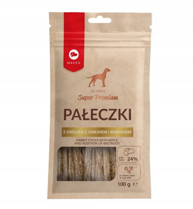 Maced Przysmak dla psa Pałeczki z Królika z Jabłkiem i Burakiem 100 g