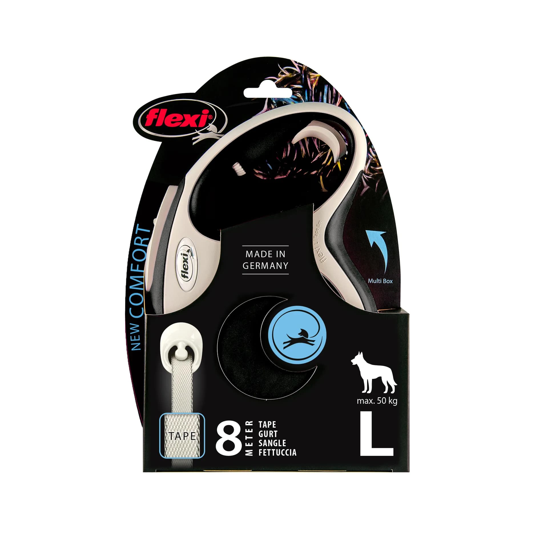 Flexi New Comfort smycz automatyczna dla psa taśma – L 8 m/50 kg