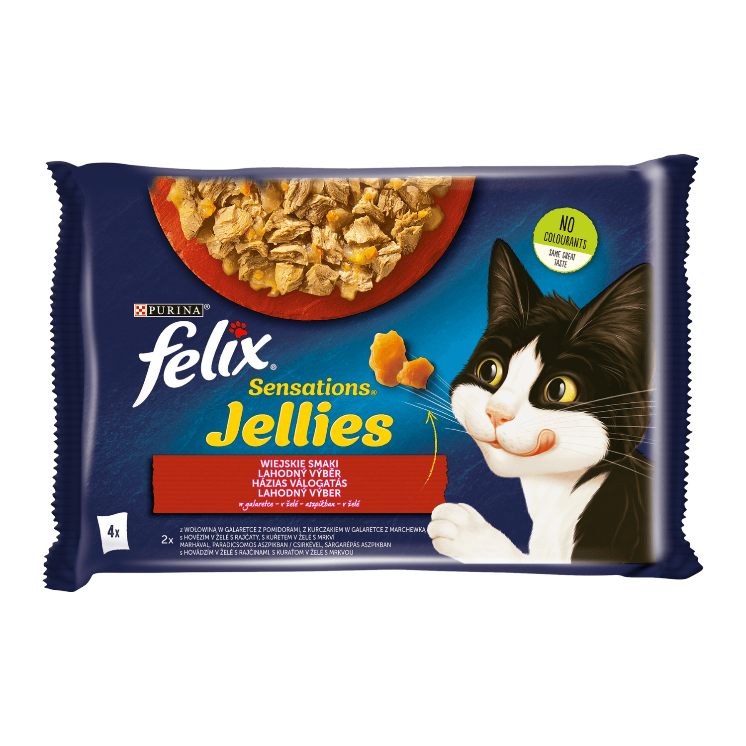 Felix Sensations Saszetki karma mokra dla dorosłych kotów mięso 4 × 85 g
