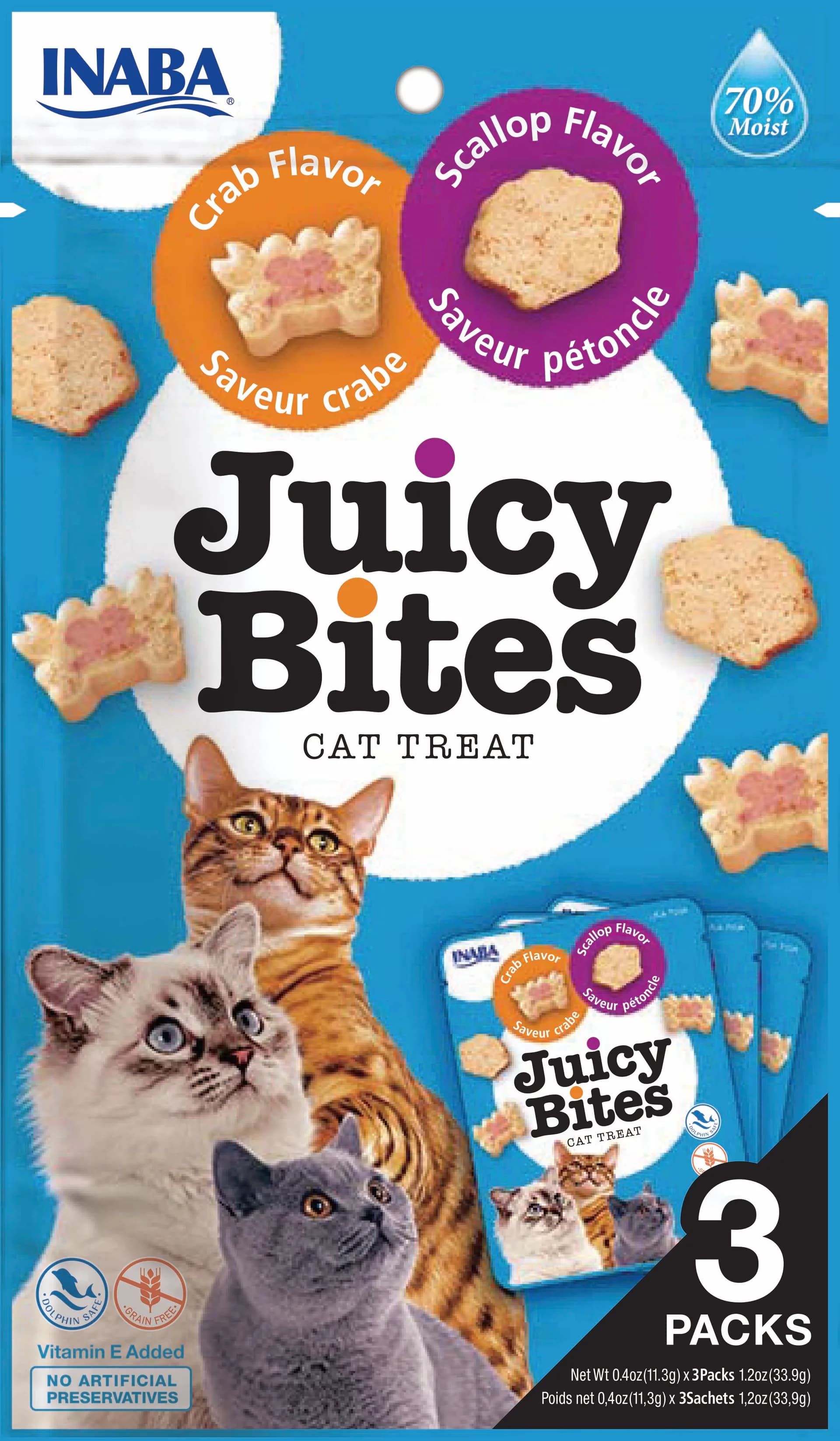 INABA Cat Juicy Bites przysmak dla kotów Scallop/crab Flavour 3 × 11 3 g