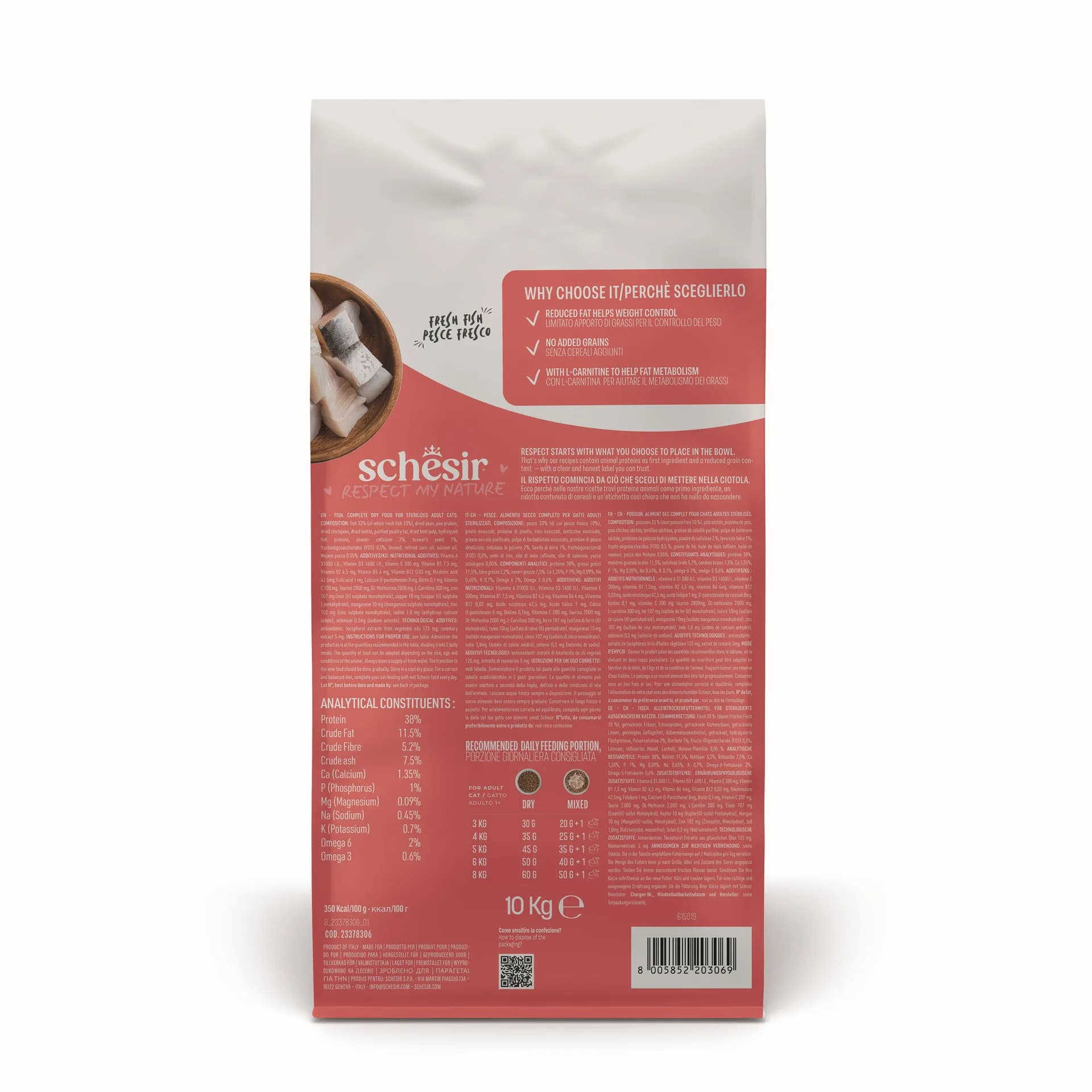Schesir Animal Monoprotein Formula Sterilized karma sucha dla kota po sterylizacji ryba worek – 10 kg