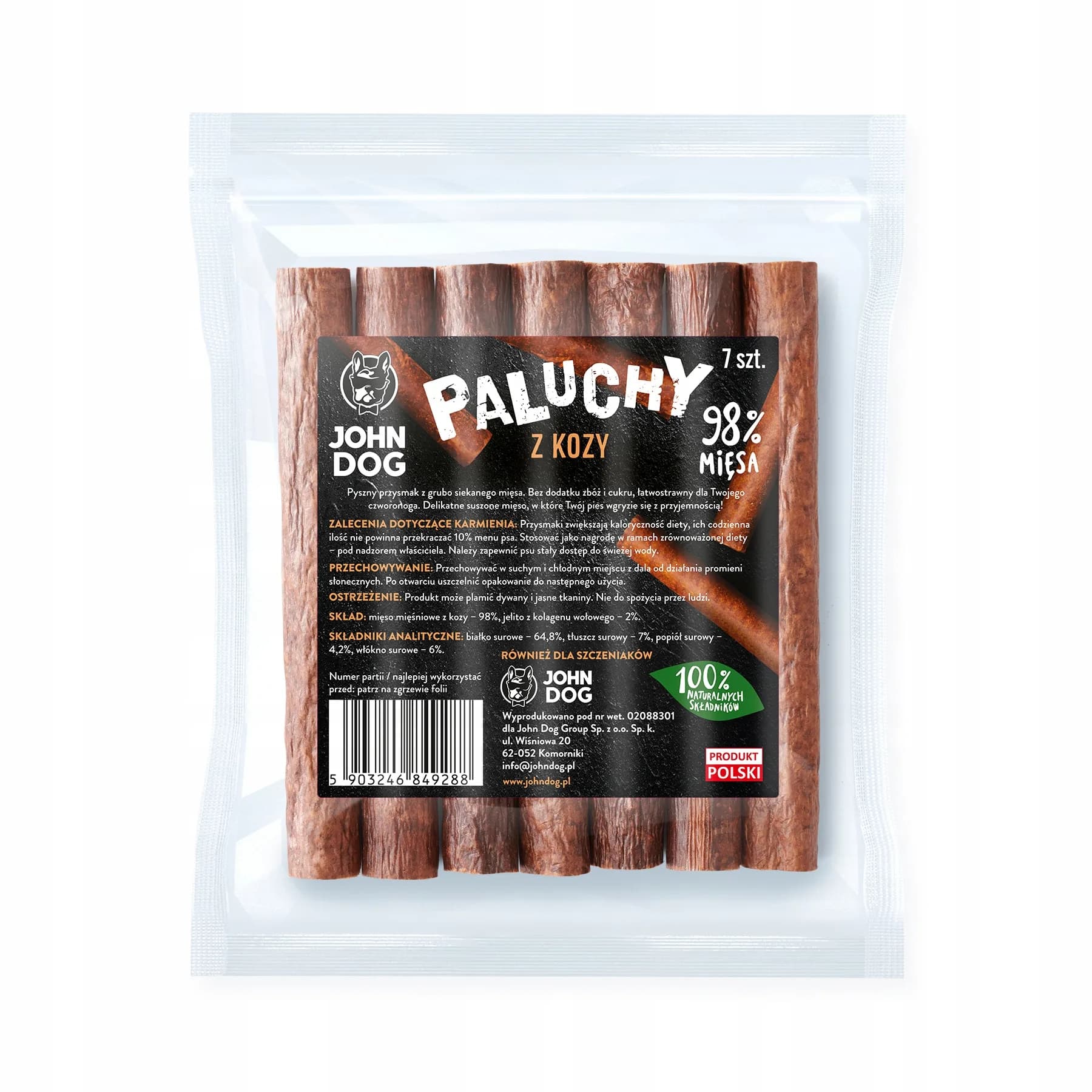 John Dog Przysmak dla psa paluchy z kozy 7 x 98% mięsa