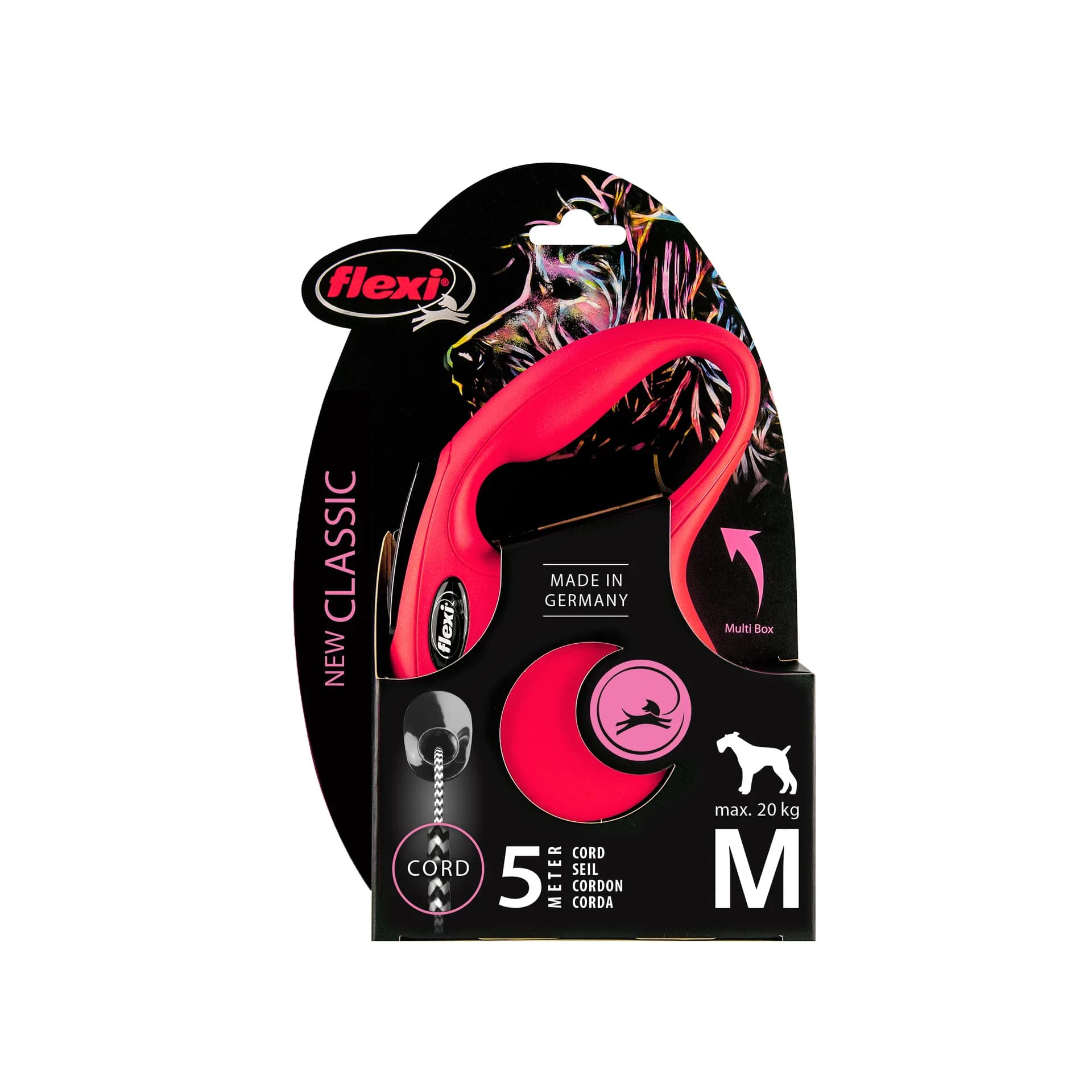 Flexi New Classic smycz automatyczna sznurkowa dla psa – M 5 m/20 kg