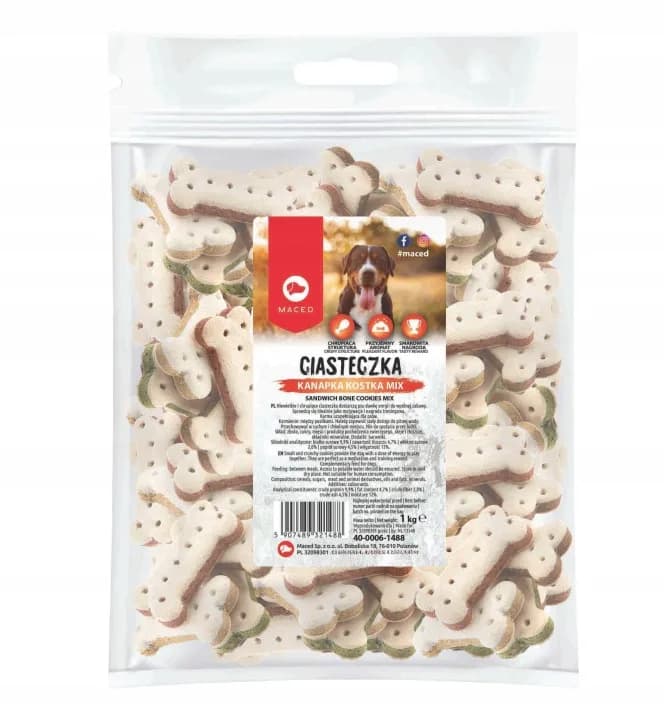 Maced Przysmak dla psa psów Smakołyki Ciastka Kanapka Kostka Mix 1 kg