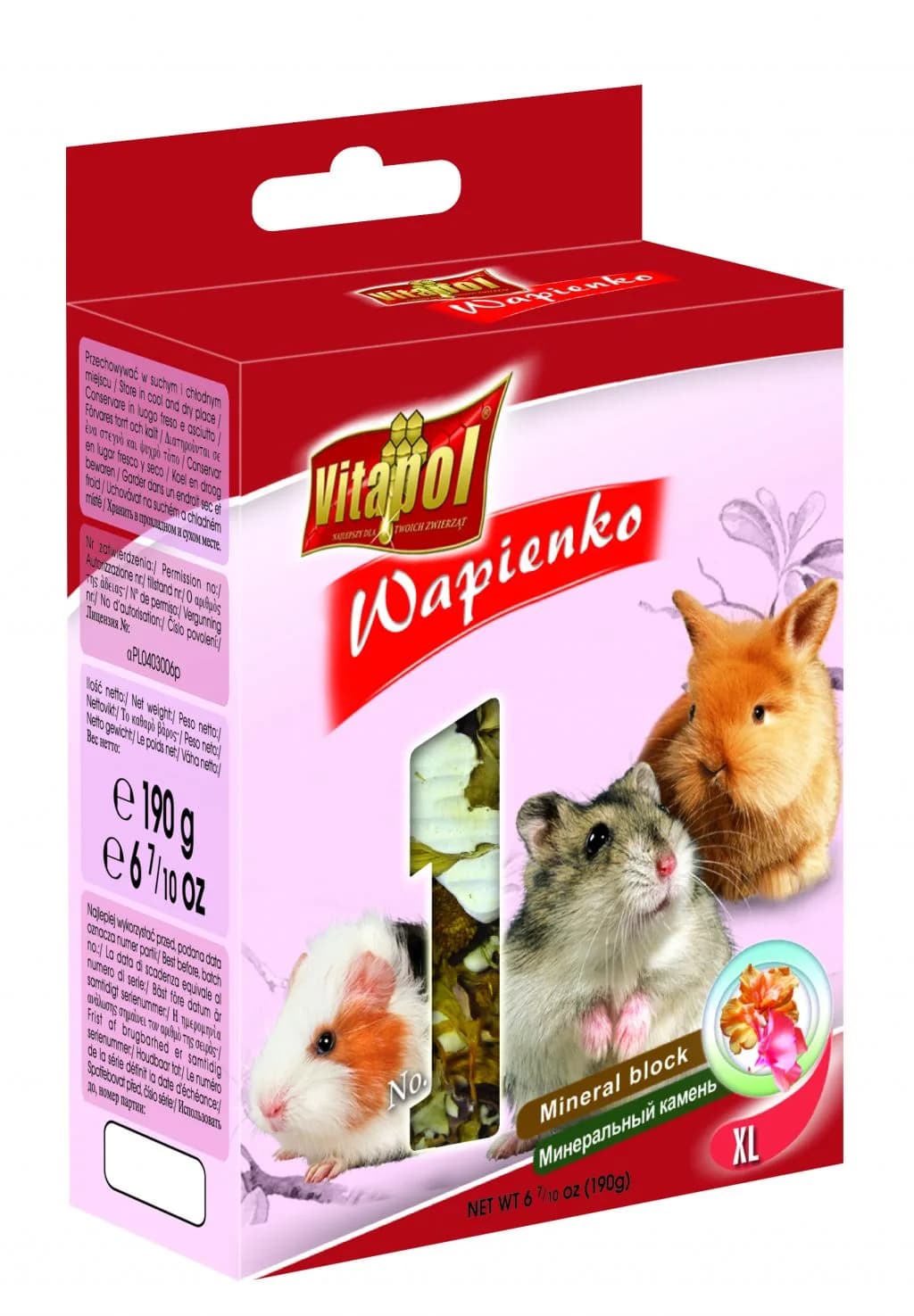Vitapol Kostka wapienna roślinna dla gryzoni i królika różne smaki Kwiatowy XL